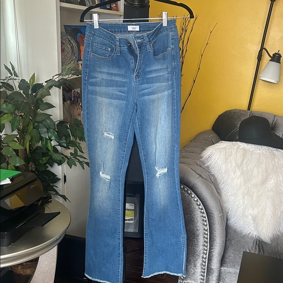 YMI Denim - YMI Blue Flare Jeans with Distressed Details